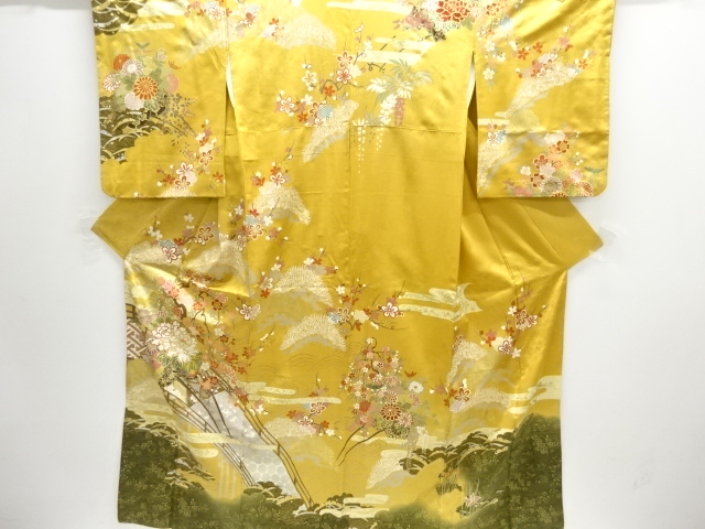 JAPANESE KIMONO / HOMONGI / EMBROIDERY / KINSAI / FLORAL CART